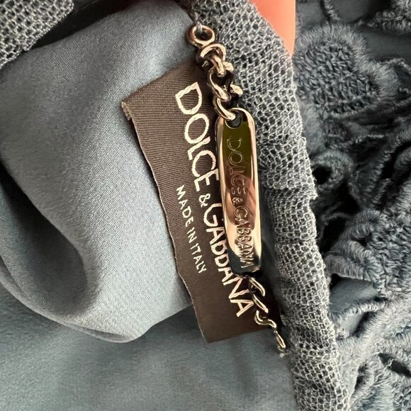 Dolce & Gabbana blue floral lace dress jacket set size 42 - Picture 8 of 13